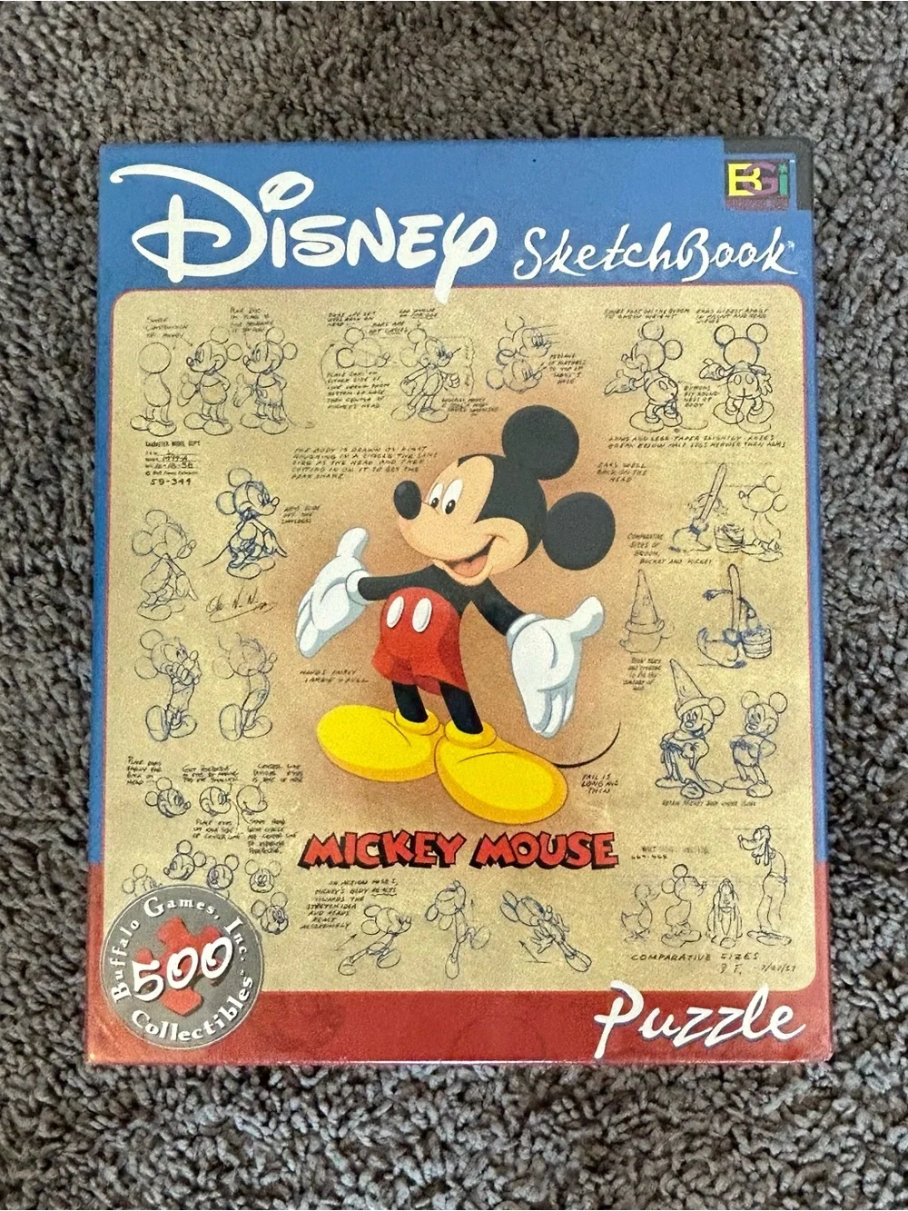 NIB Disney Sketchbook Mickey Mouse Vintage Jigsaw Puzzle 500 pc